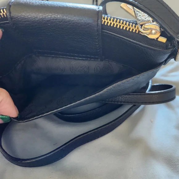 Michael Kors Black Leather Crossbody with Gold Logo - Picture 7 of 10